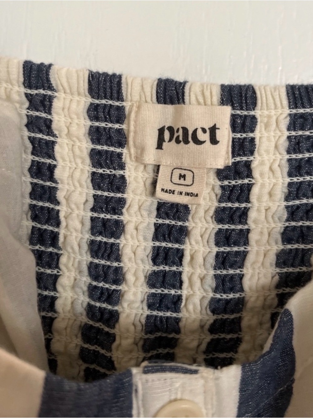 Pact Canopy Linen Blend Button-Front Dress Bondi Stripe Size M - Picture 4 of 5
